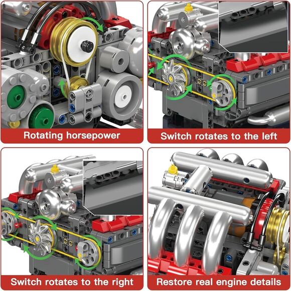 Mould King 10193 Mini V8 Engine Kits That Moves Building Blocks 609 Pcs 14+ STEM - Picture 6 of 16